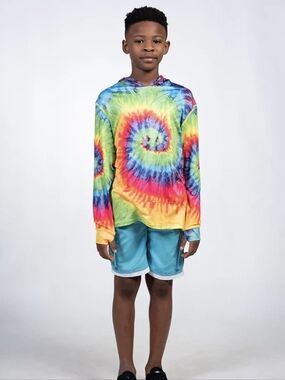 Ingear UPF 50+ Kids Hooded Long Sleeve Tie Dye Shirt Size XL